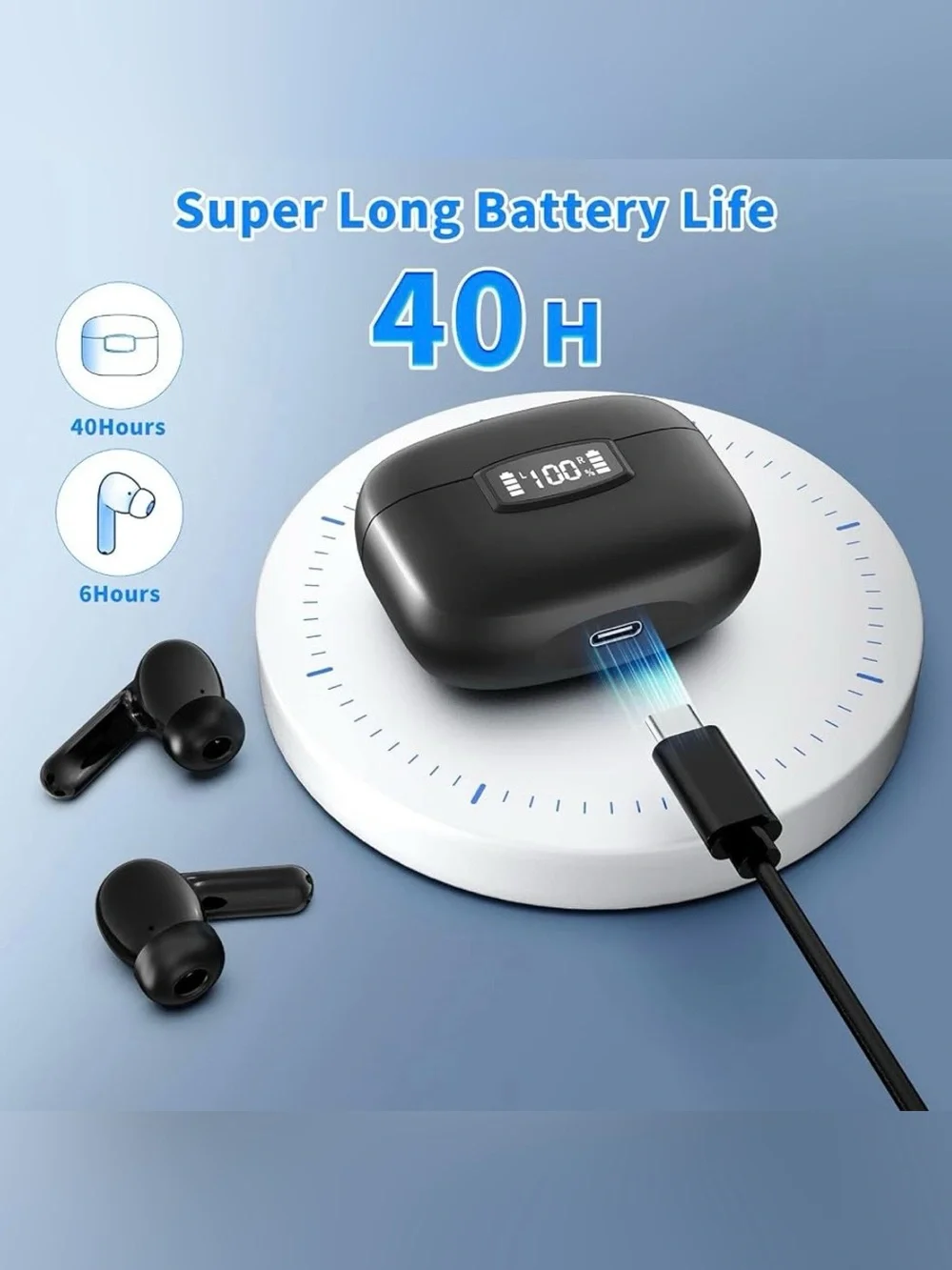 Wireless Bluetooth 5.3 Earbuds w/ Charging Case & LED Display – NEW SEALED